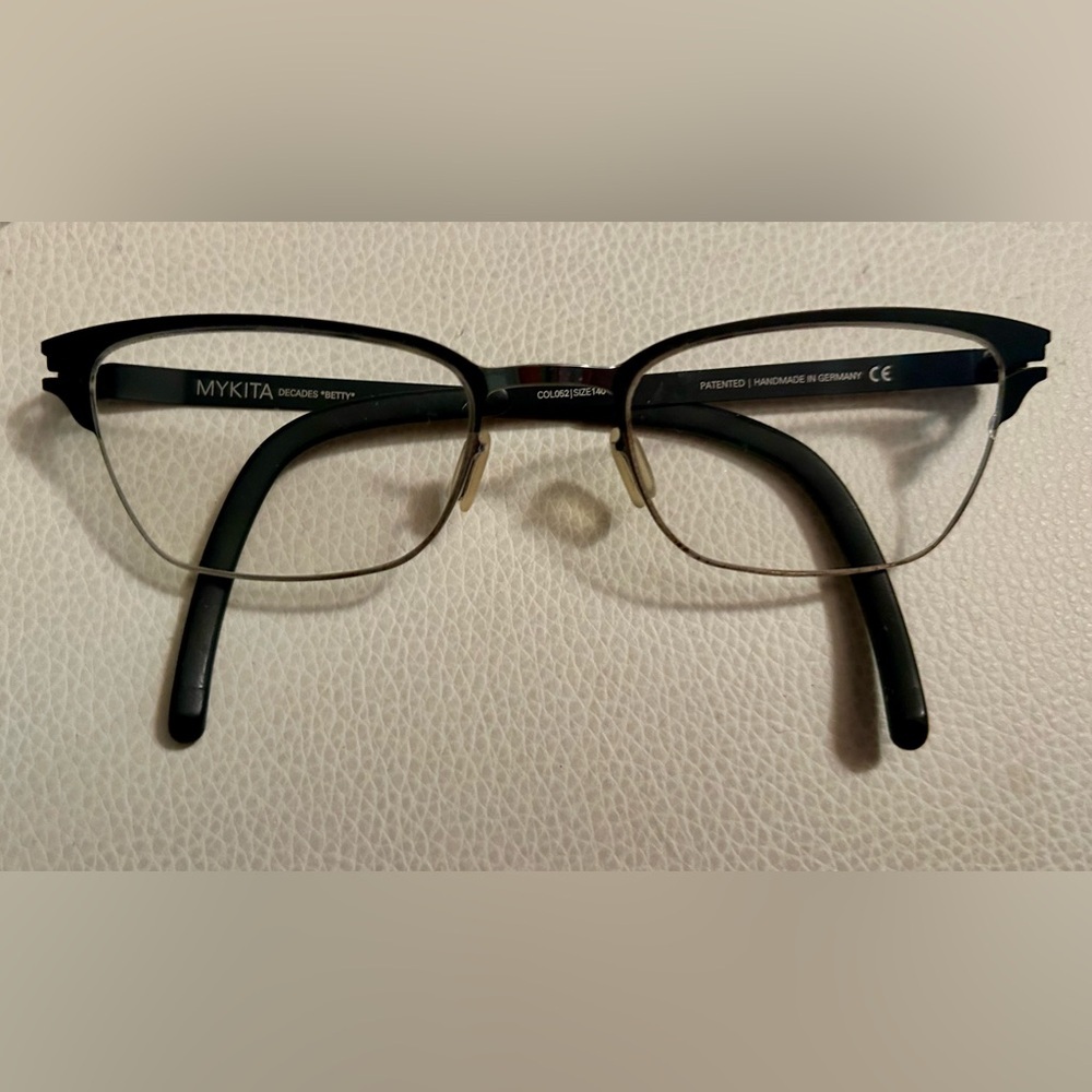 MYKITA Decades Betty Eyeglasses Silver and Black Eyewear COL052 Retro Cateye